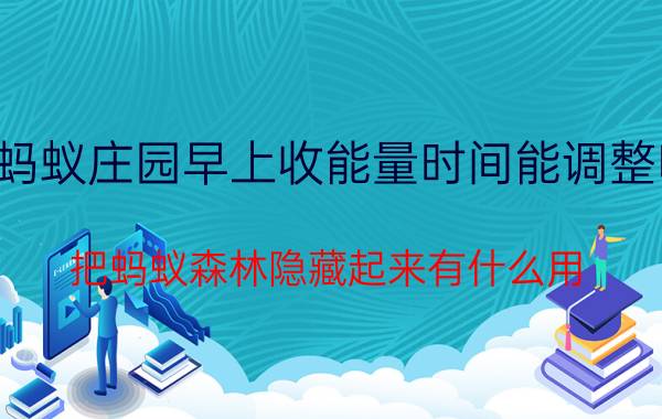 蚂蚁庄园早上收能量时间能调整吗 把蚂蚁森林隐藏起来有什么用？